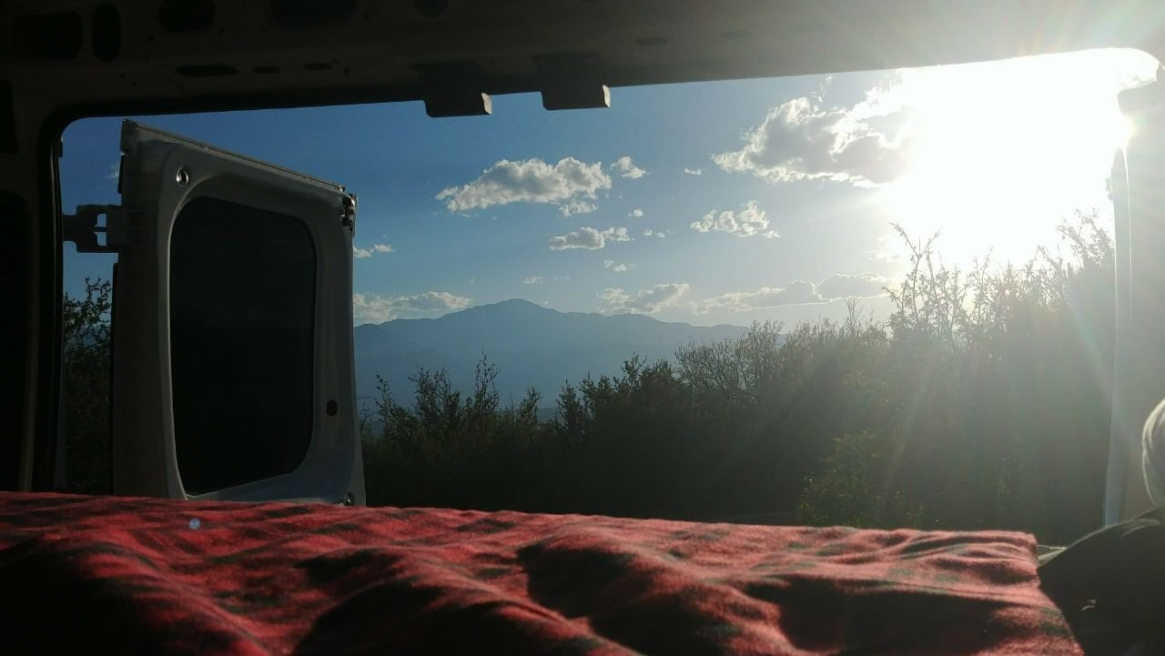 Relaxing in the van