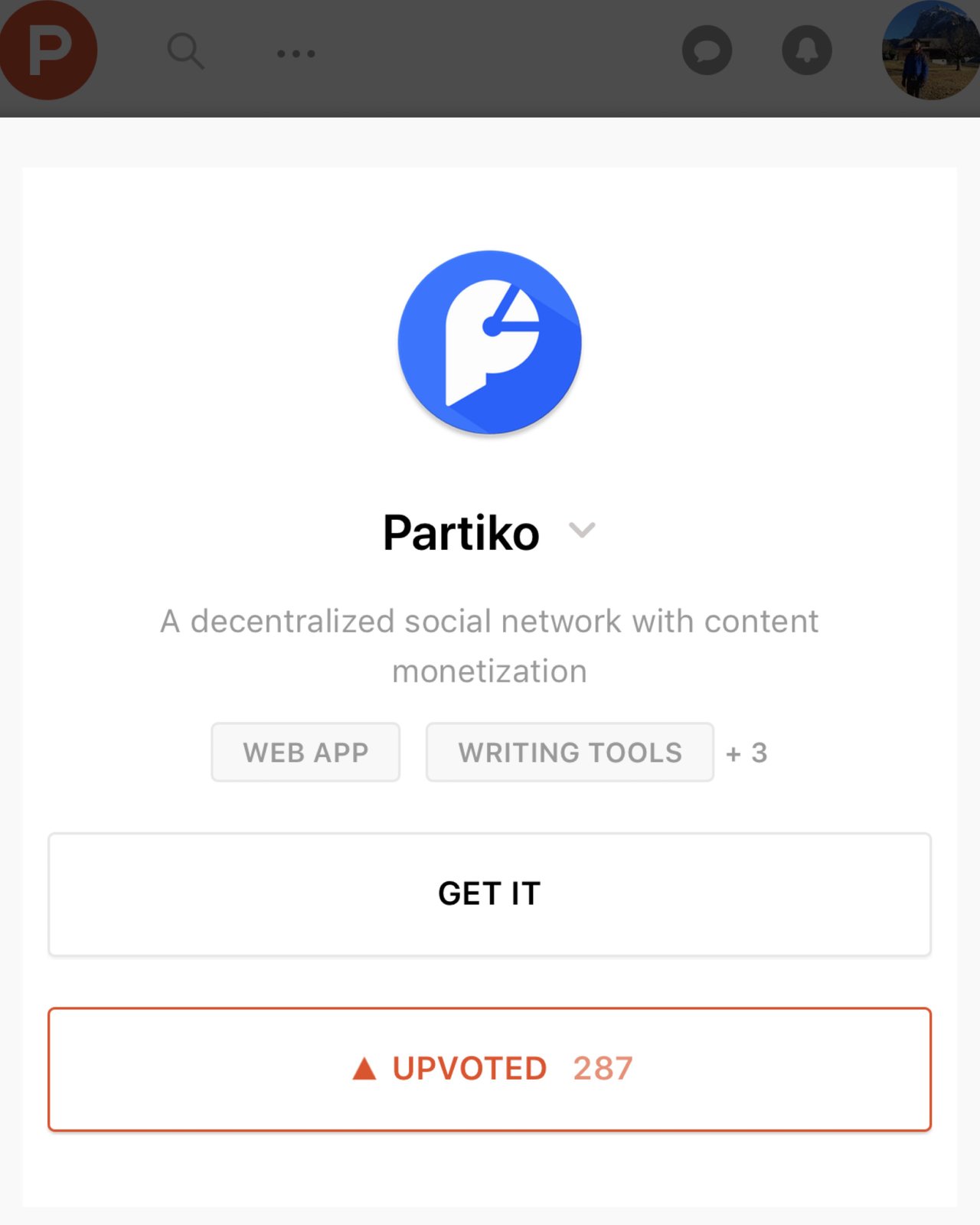 到Producthunt網站支持Partiko吧！