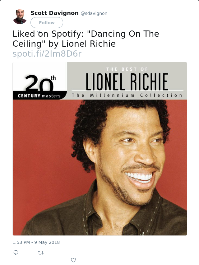 Liked On Spotify Dancing On The Ceiling By Lionel Richie Steemit