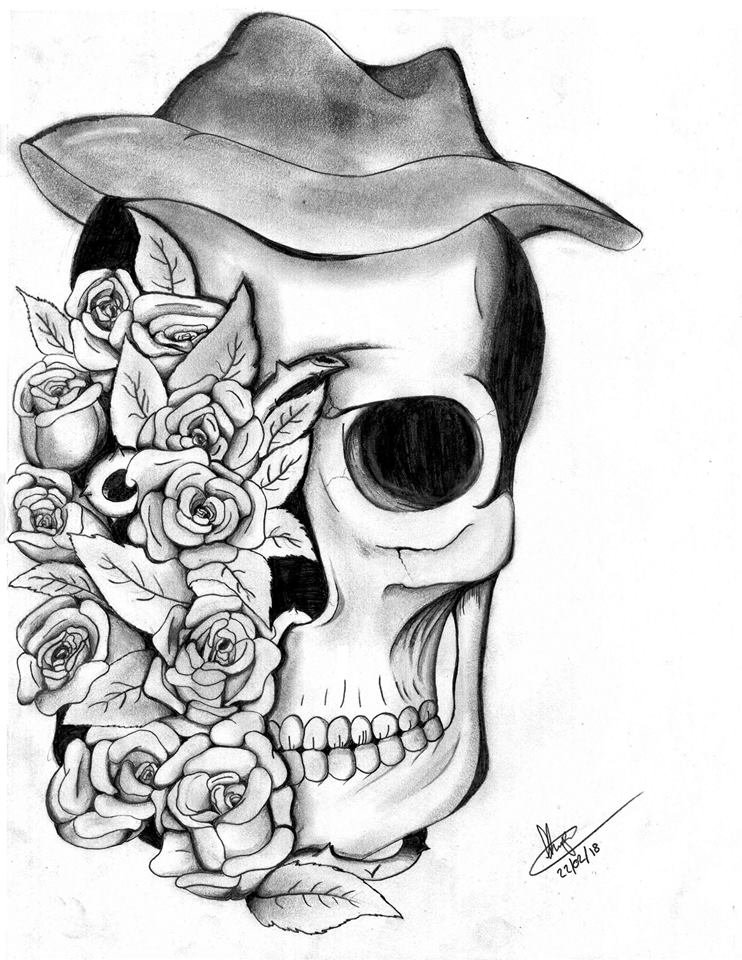 calaveras y rosas dibujo esp steemit