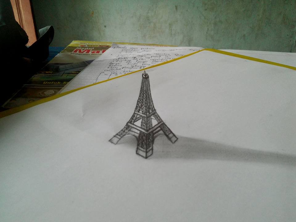 Art 3d Drawing Using A Pencil Like 3d Marshmello 3d Eifel Tower