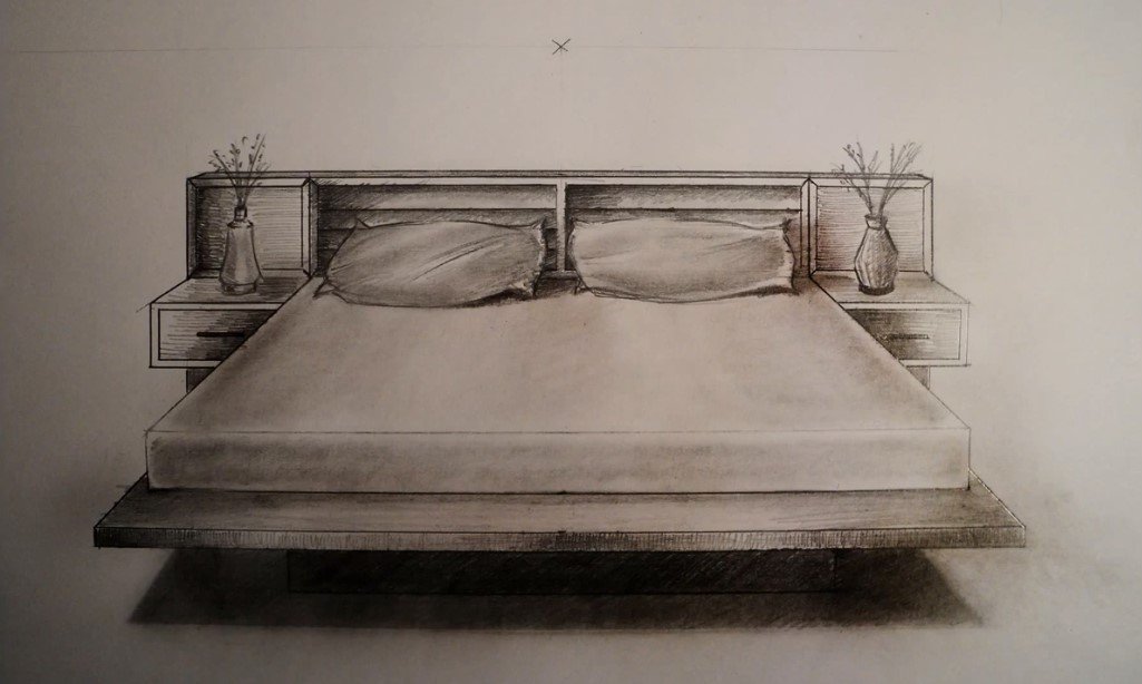 My Art 2 How To Draw One Point Perspective Bed Furniture