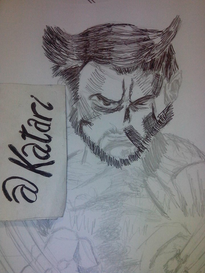 Scribble Drawing Process : Wolverine men scribble and shadow style drawing