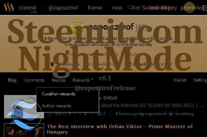 Steemit.com Night Mode Script with Update v0.1