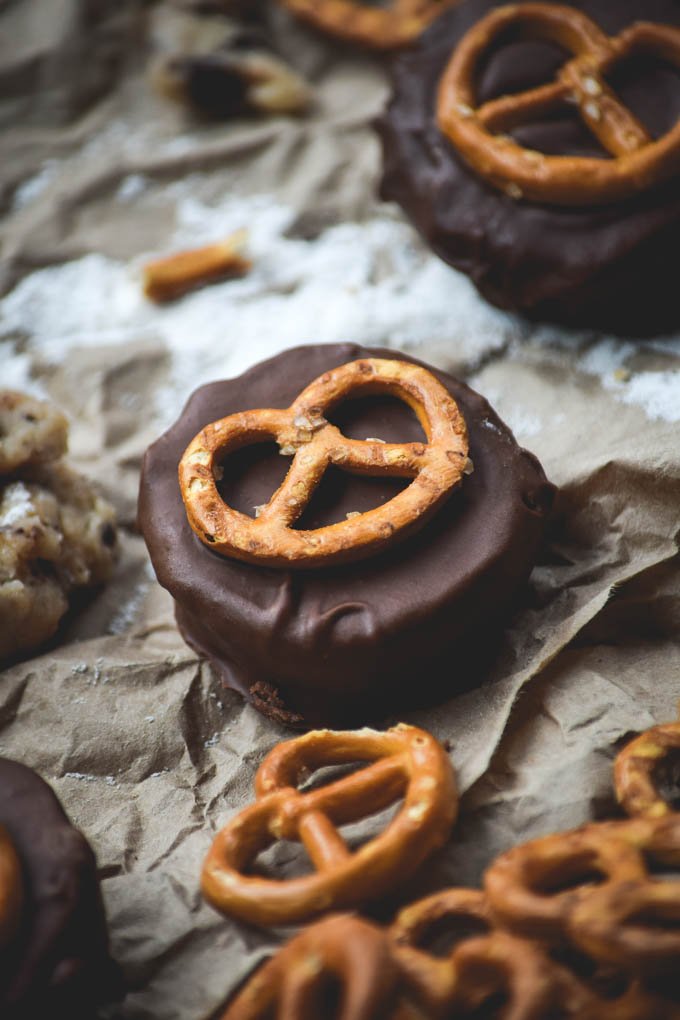 Chocolate Covered Caramel Cookie Dough Pretzel Cups..jpg