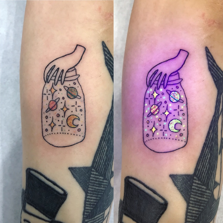 Fluorescent tattoos UV &quot;Starry night&quot; Vincent Van Gogh — Steemkr