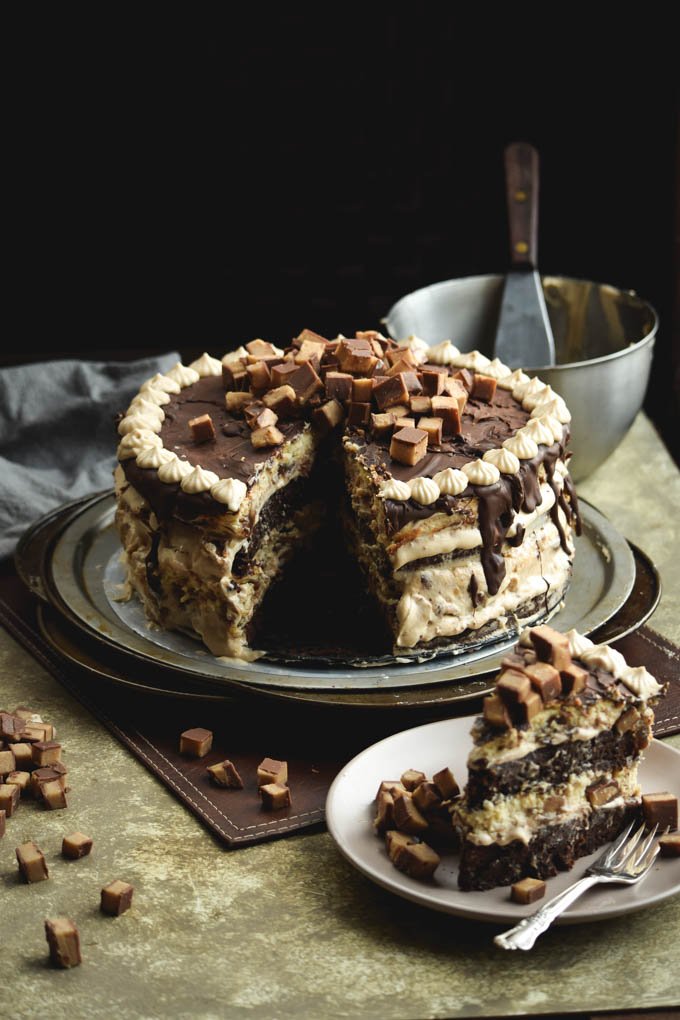 Peanut Butter Mousse Reese's Cup Cheesecake Cake (10).jpg