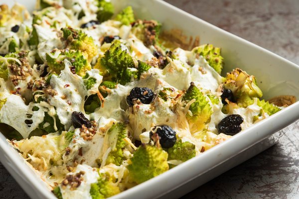 Baked romanesco with mozarella and olives.jpg