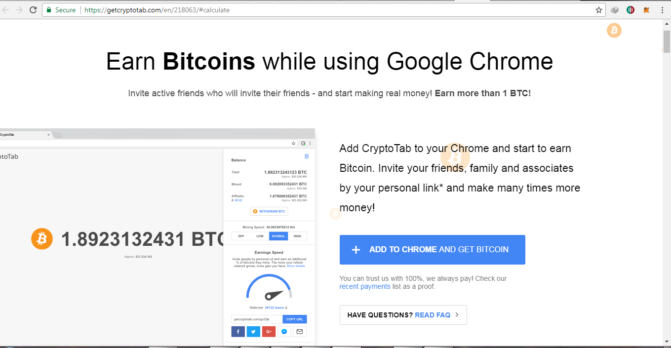 Make Money Via Mining Bitcoin On Your Chrome Browser - all you need to do is to install an extension on your chrome browser and it will mine monero xmr and they will convert your earnings into bitcoin