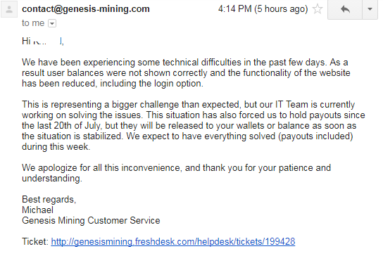 Genesis Mining Down For Maintenance And Holding Payouts