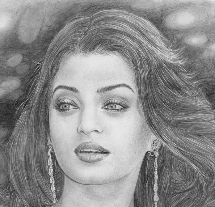 Pencil Sketch of Aishwarya Rai One Of The Most Beautiful Woman In The