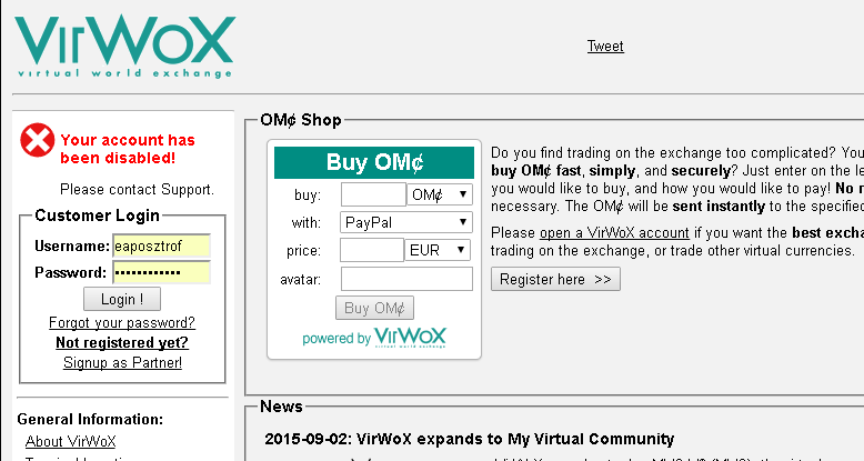 virwox account disabled