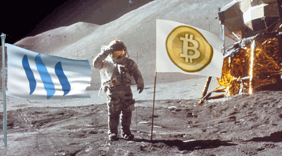 Bitcoin and Steem on the moon.