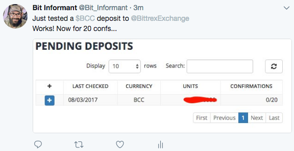 Bittrex Now Taking Bcc Bch Bitcoin Cash Deposits - 