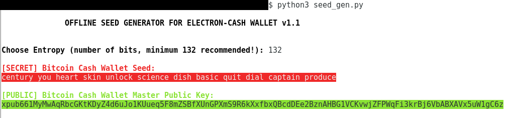 Seed Generator For Bitcoin Cash Electron Cash V1 1 - 