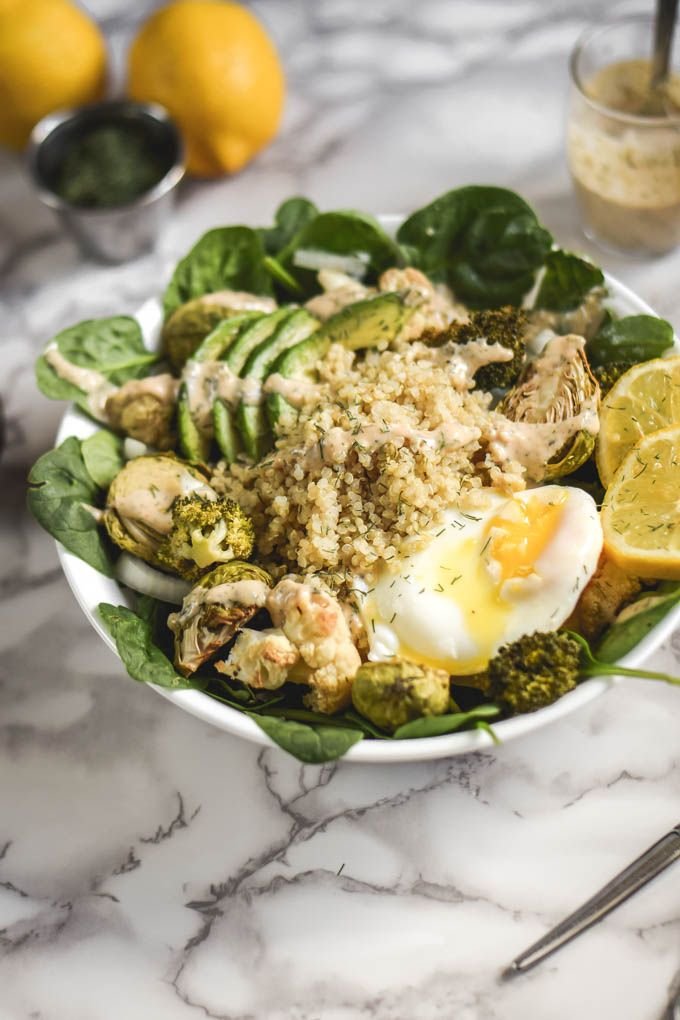 Roasted Veggie & Quinoa Salad + Tahini Lemon Sauce.jpg