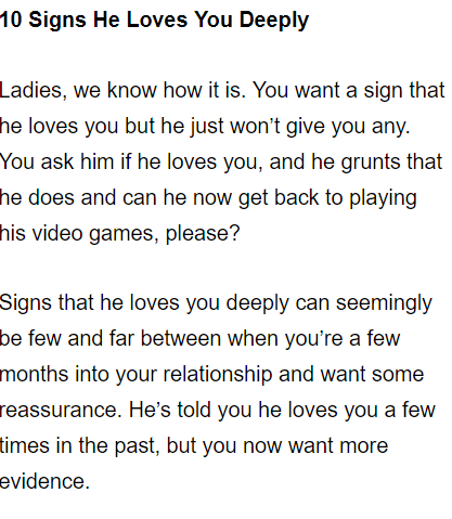 Man signs you a deeply loves 12 Signs