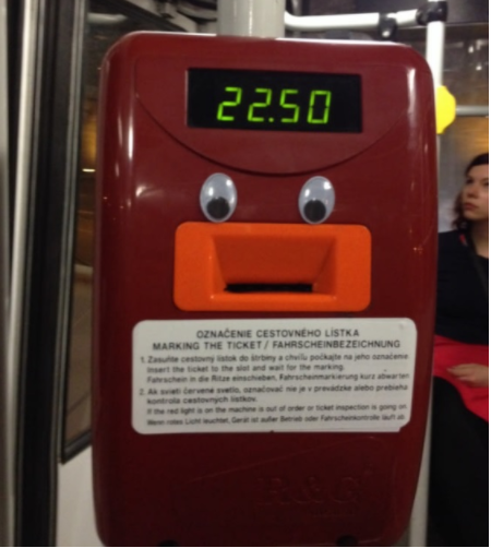 Marking machine in public transportation sees you!