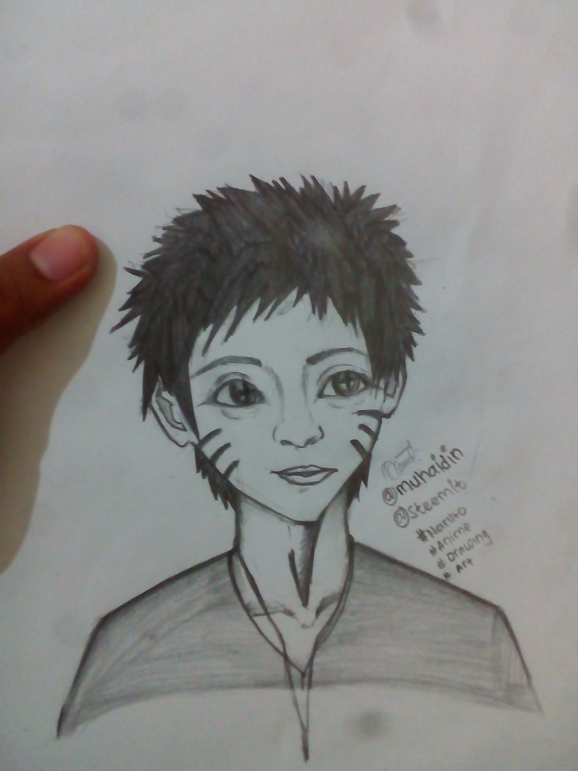 Drawing Art Coloring With A Pencil Anime Character Challenge Naruto Uzumaki 1 Simple Muhaidin Steemkr