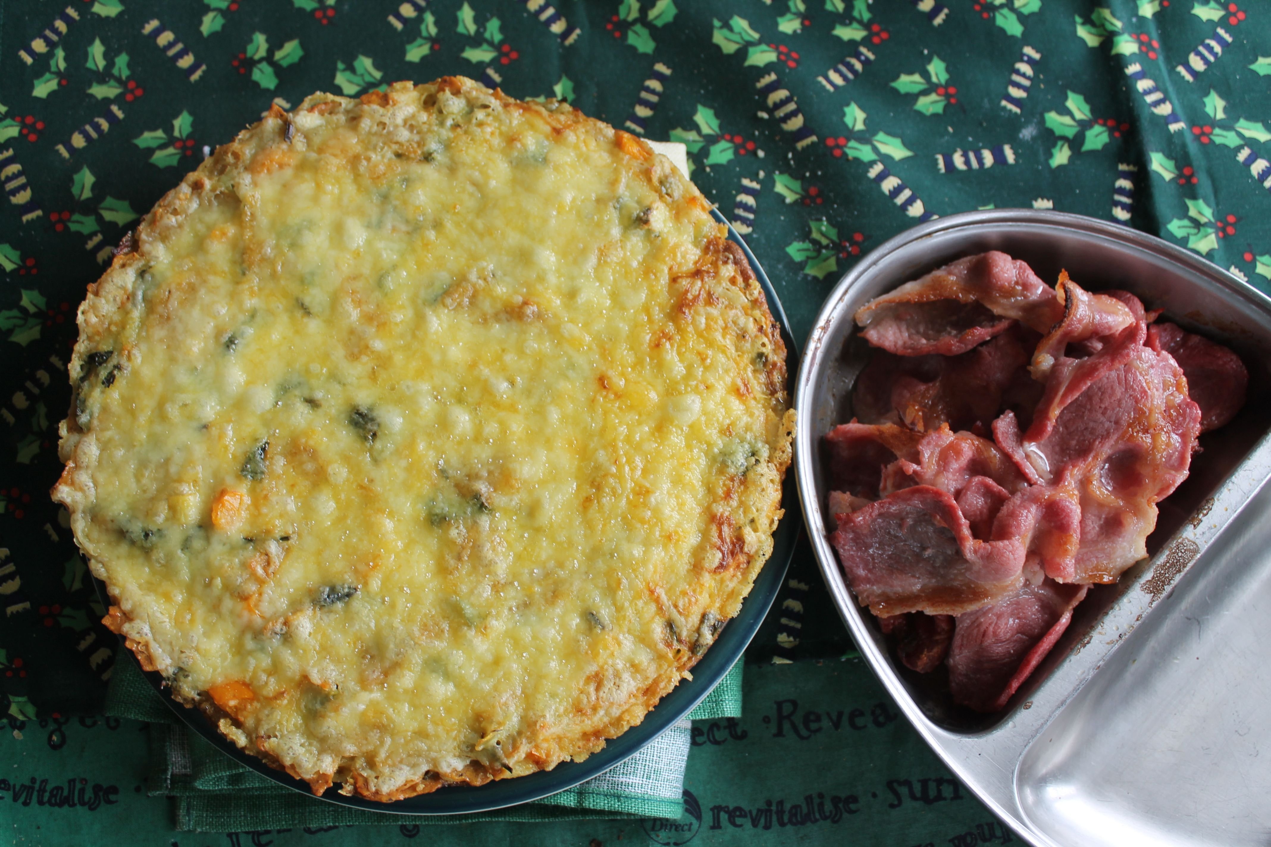 Tortilla and home kill bacon.JPG