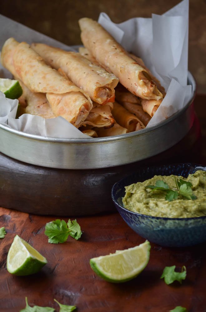 Creamy Chicken Taquitos and Cilantro Lime Avocado Hummus..jpg