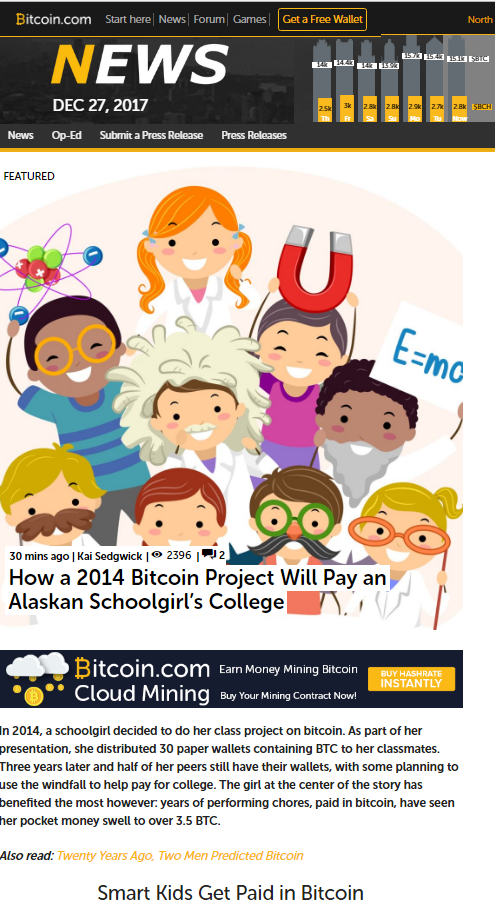 Student S 2014 Bitcoin School Homework Project Is Now Paying College - 