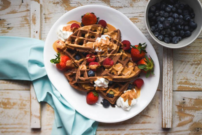 Chocolate Spelt Greek Yogurt Waffles + Maple Nut Butter Syrup (4).jpg