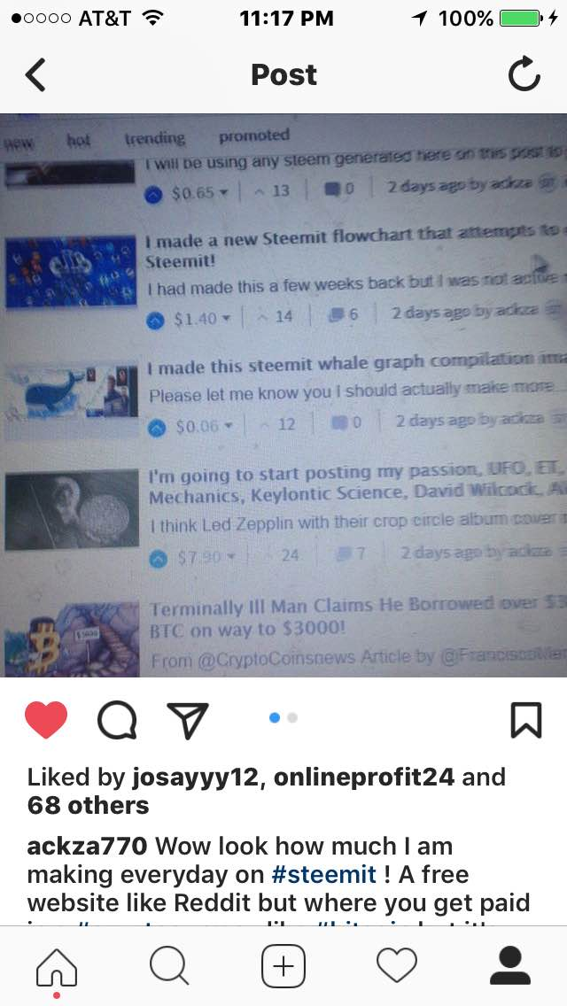 i posted 2 screenshots of how much my steemit posts make to my instagram followers and got 35 likes on one then 68 likes on another - free followers on instagram reddit