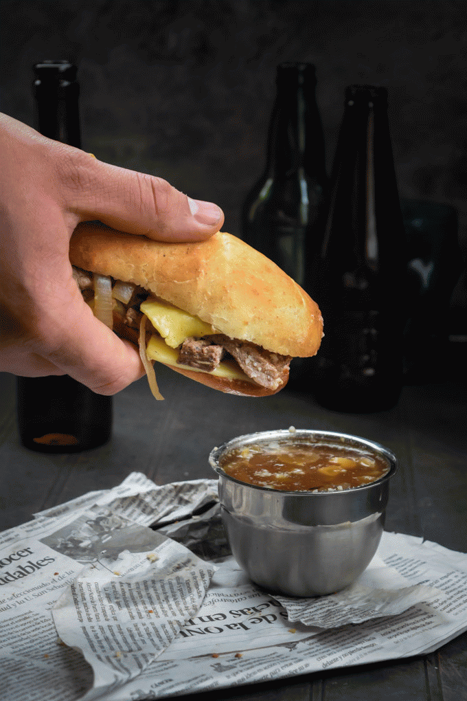Coffee & Soy Marinated Steak French Dip Sandwiches!.gif