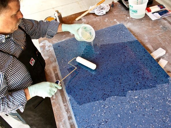 Cool Blue Recycled Gl Concrete Counter Top Steemit Recycled Gl Countertop Sealing Jpg