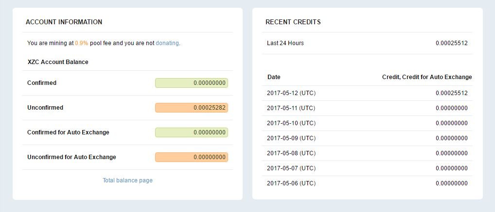 ZCoin XZC Mining Pool Calculator