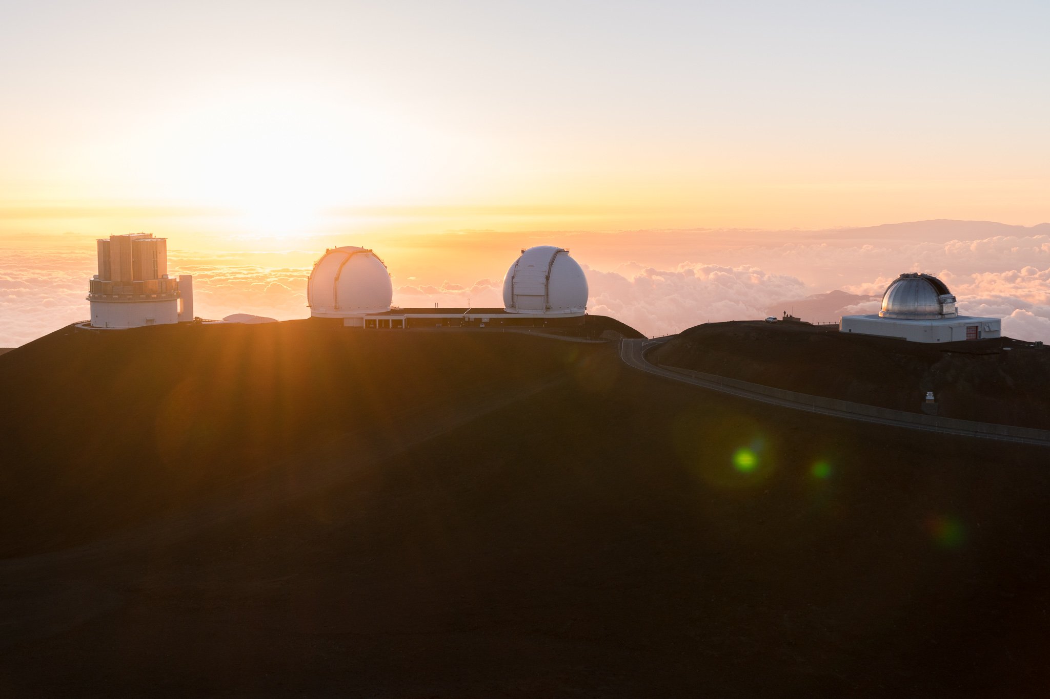 Mauna Kea Sunset and solar flares