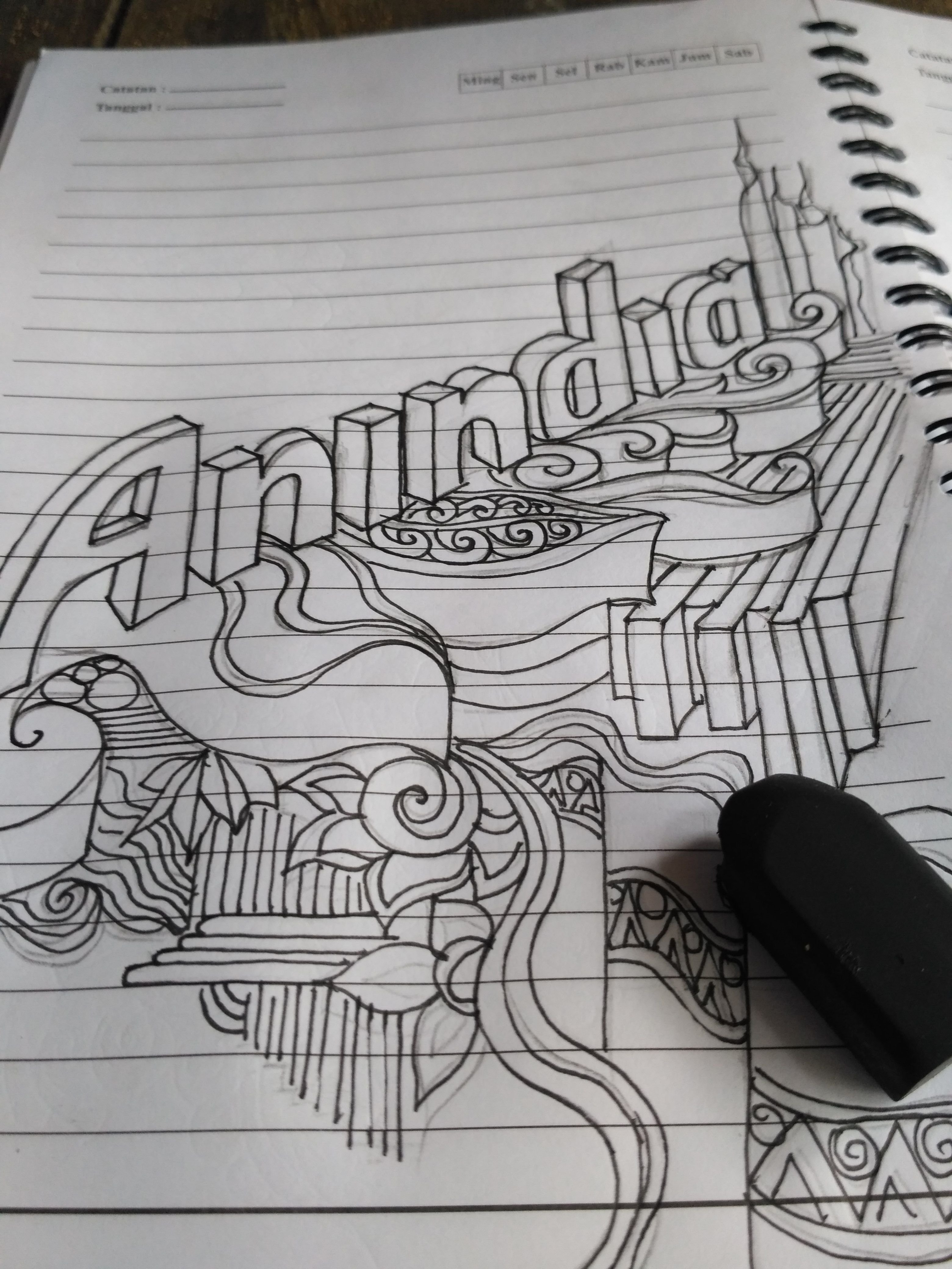 Sketsa Art Doodle 3D Steemkr