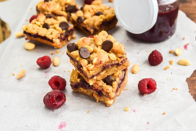 Raspberry Chocolate Chip Crunchy PB&J Bars..jpg