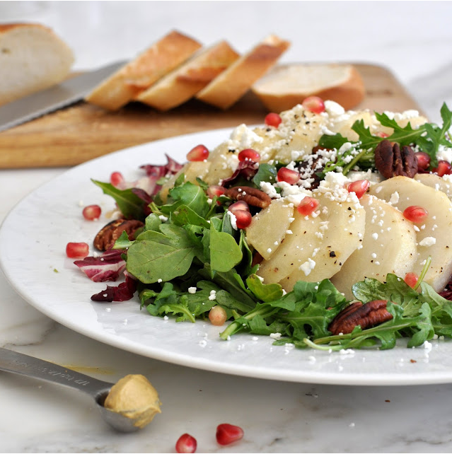 Salad with Honey-Roasted Pears and Toasted Pecans image