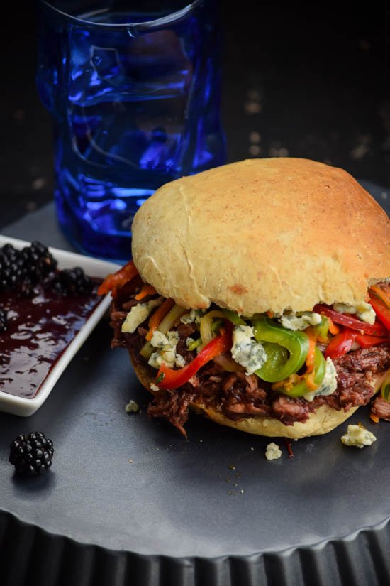 Blackberry BBQ Sauce Pulled Pork Sandwiches & Cilantro Pepper Slaw (6).jpg