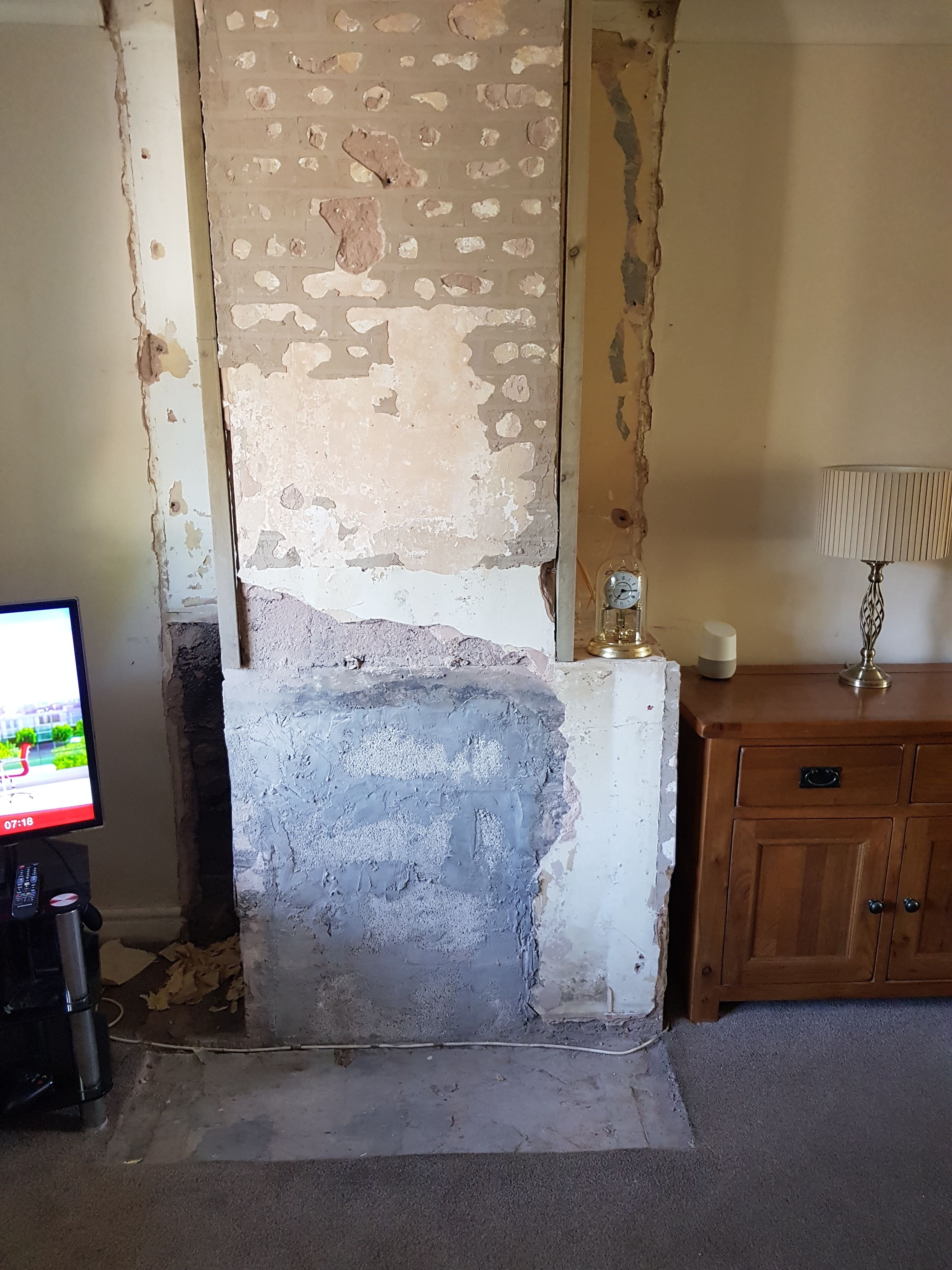 Cutting the fireplace