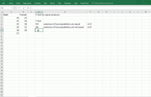 f.test in excel
