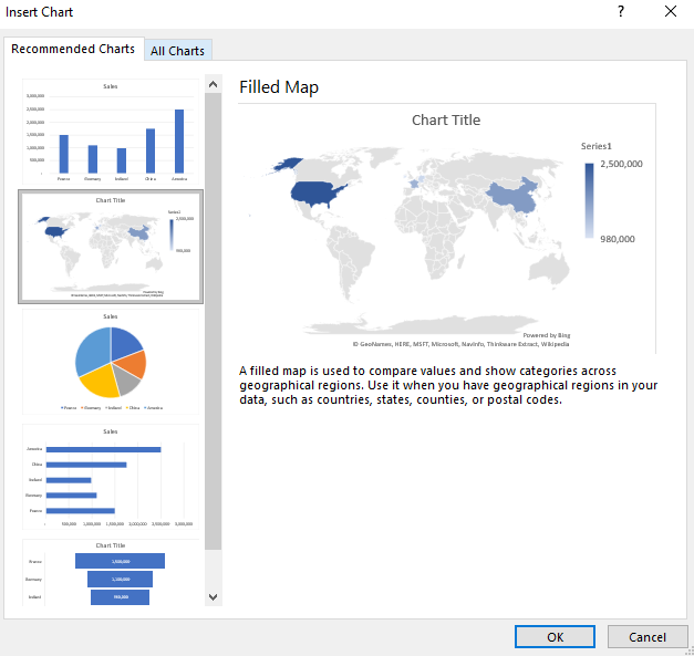 Excel Map Chart - Ponasa