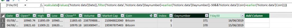 mda 50 in excel dax