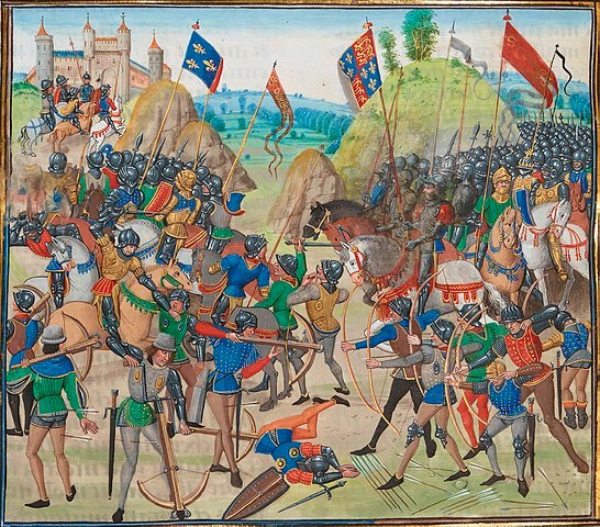 La batalla de Crécy, iluminación en las* Crónicas de Jean Froissart*