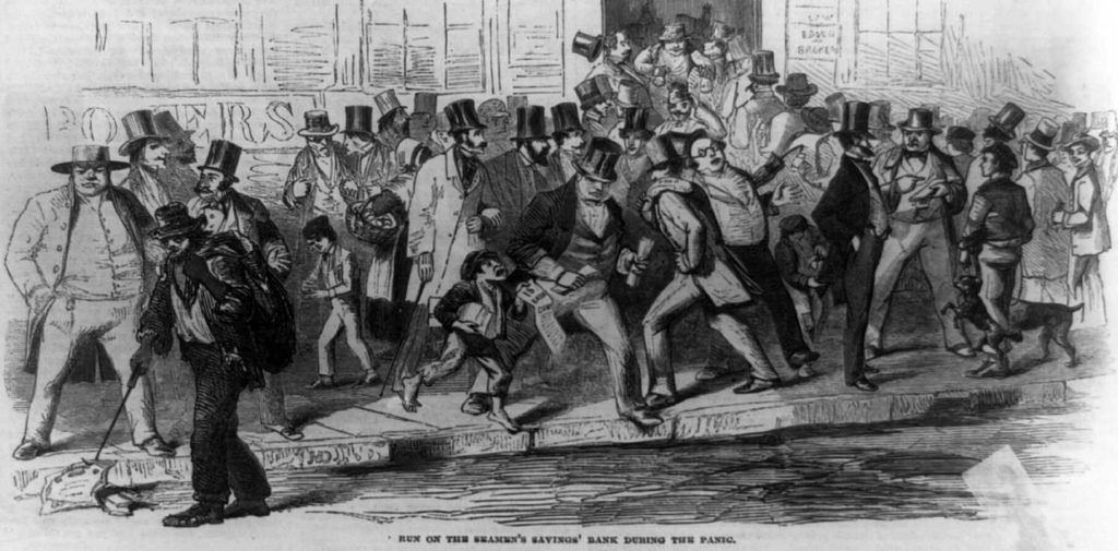 Bank run on the Seamen’s Savings Bank during the panic of 1857