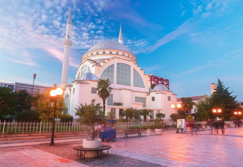 The Ebu Beker at sunset in Shkoder, Albania