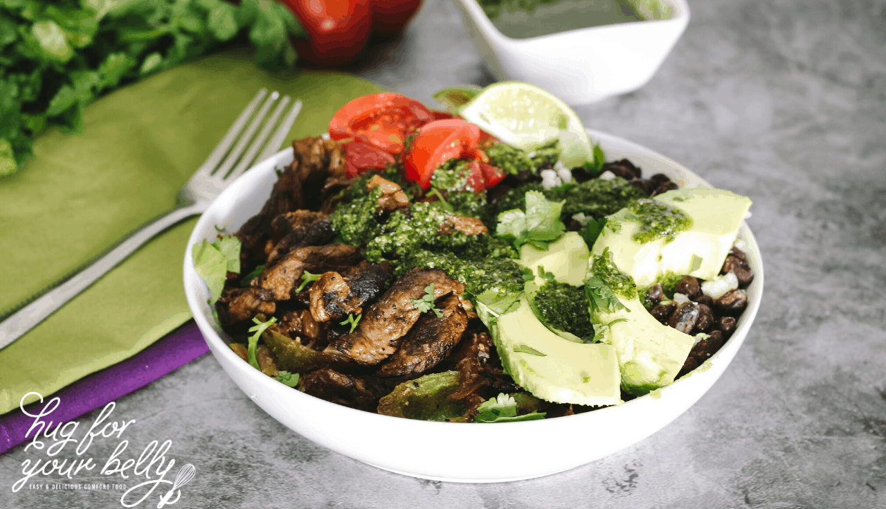 steak fajitas in a bowl