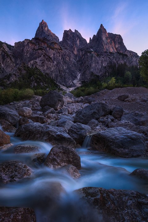 Impressive jagged Mountains during sunrise