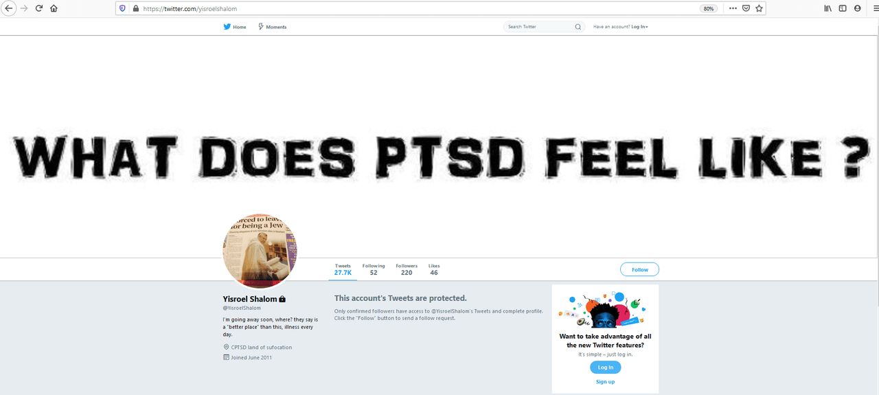 Yisroel Shalom's "Locked" Twitter Page