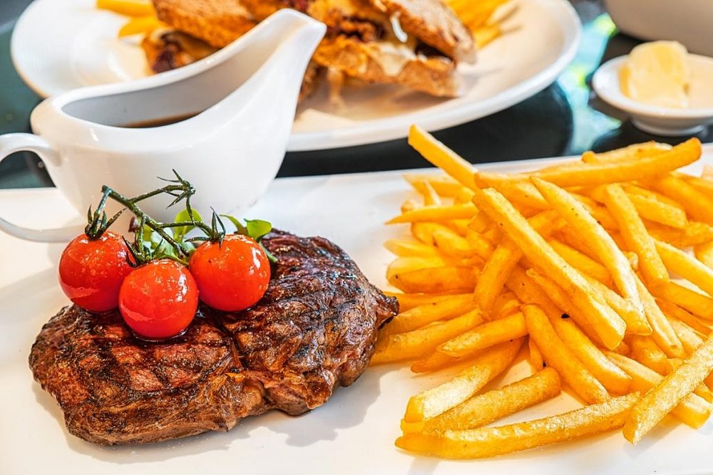 aged rib eye steak frites