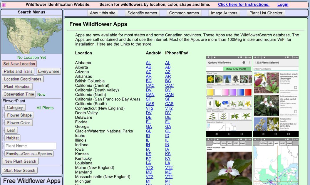 WIldflower Identification App Free selfcontained wildflower