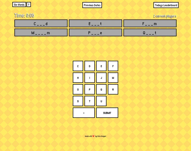 Six Words A simple, challenging, daily, word game Steemhunt