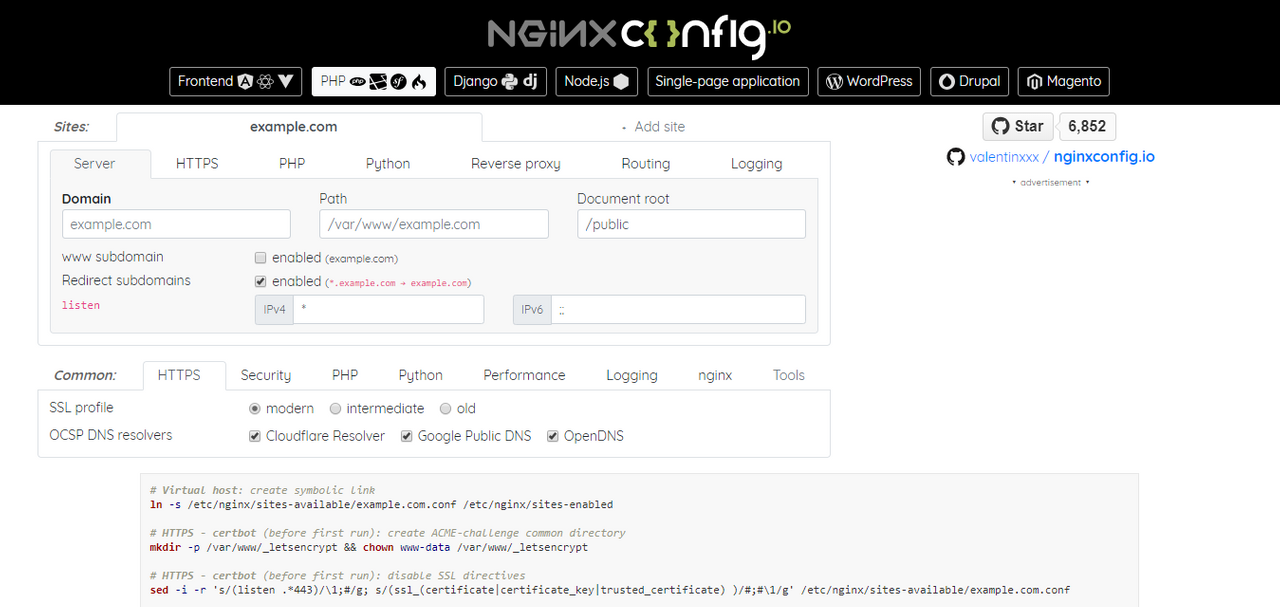 Nginxconfig online nginx configuration generator steemit